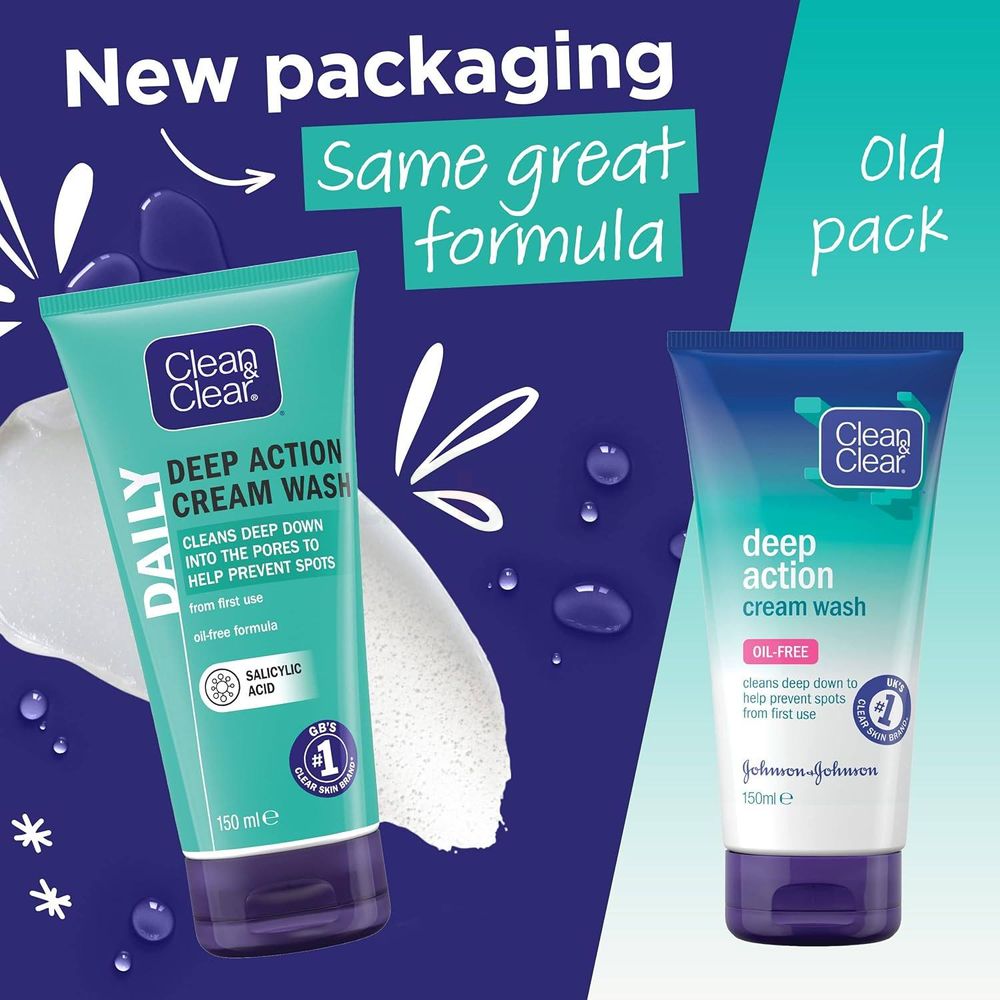 Clean & Clear Oil Free Daily Deep Action Cream Wash 150ml  