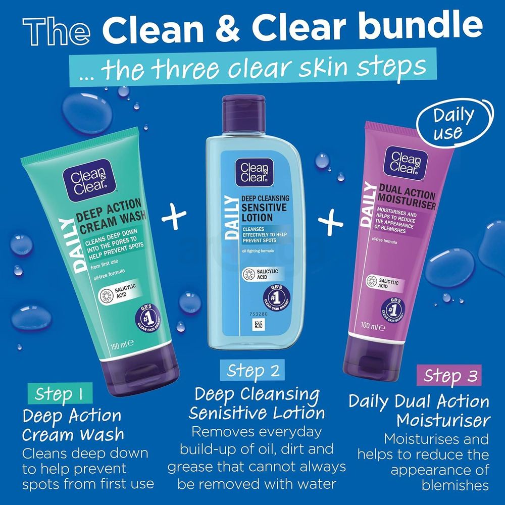 Clean & Clear Oil Free Daily Deep Action Cream Wash 150ml  