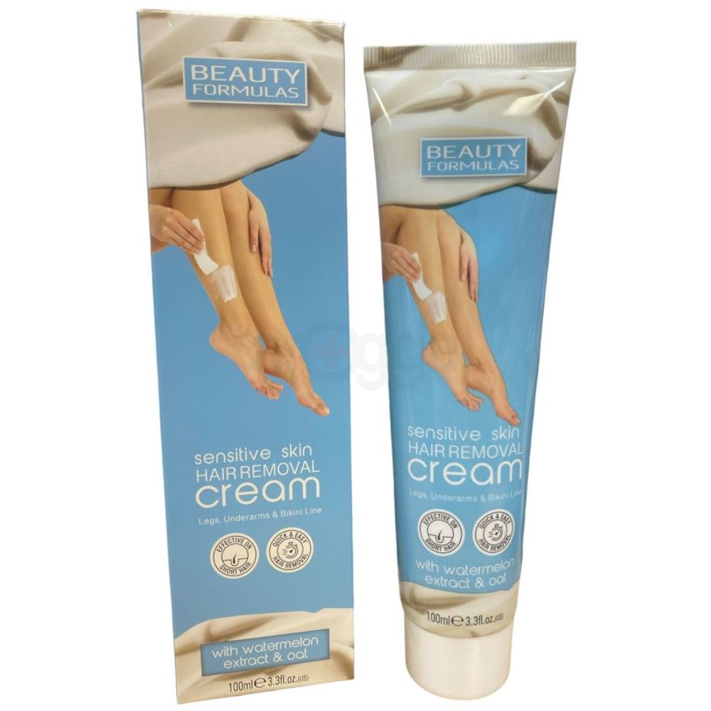 Beauty Formulas Hair Removal Cream for Sensitive Skin with Watermelon Extract and Oat  