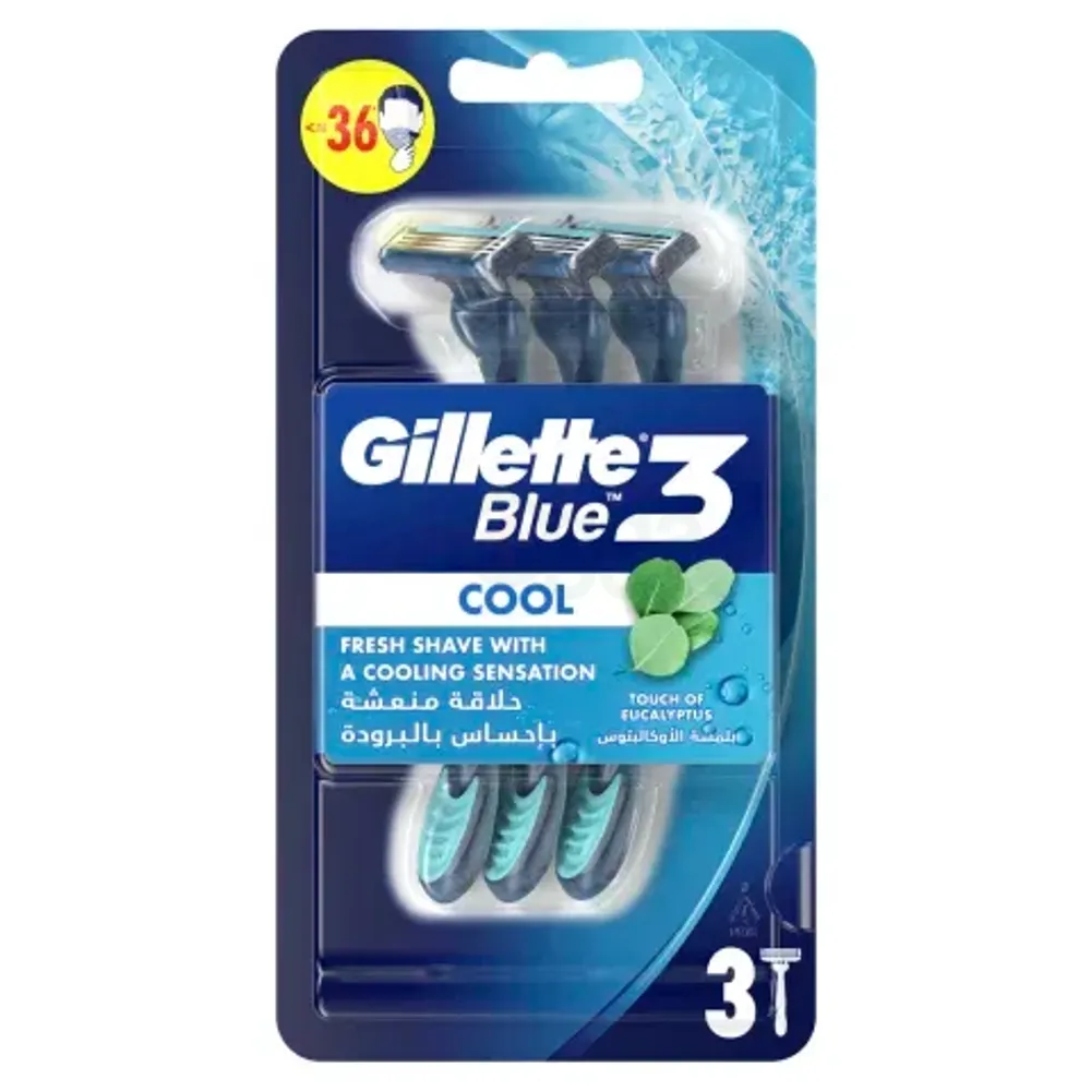 Gillette Blue 3 Cool 3 Pcs Razor with Touch of Eucalyptus  