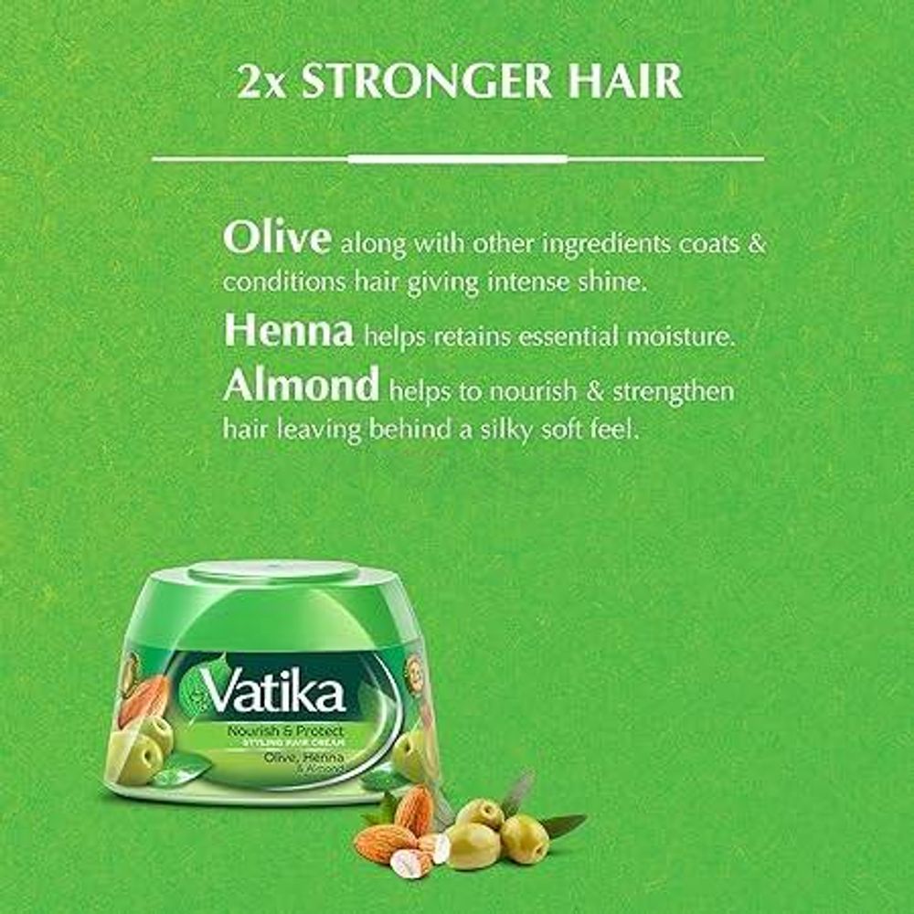 Vatika Nourish & Protect Styling Hair Cream with Olive Henna & Almond  