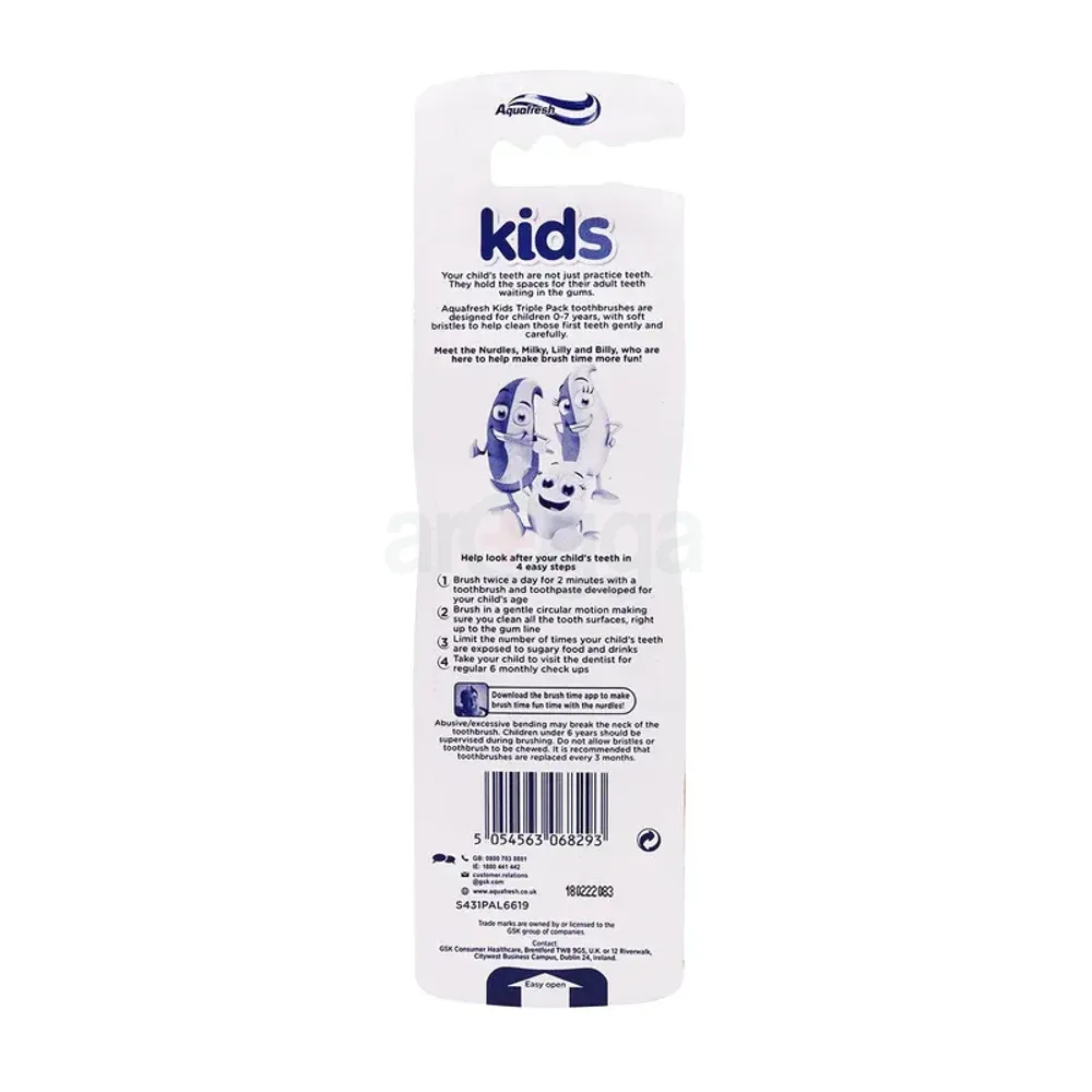 AquaFresh Kids 3Pcs Toothbrush ( 0-7 Years)  