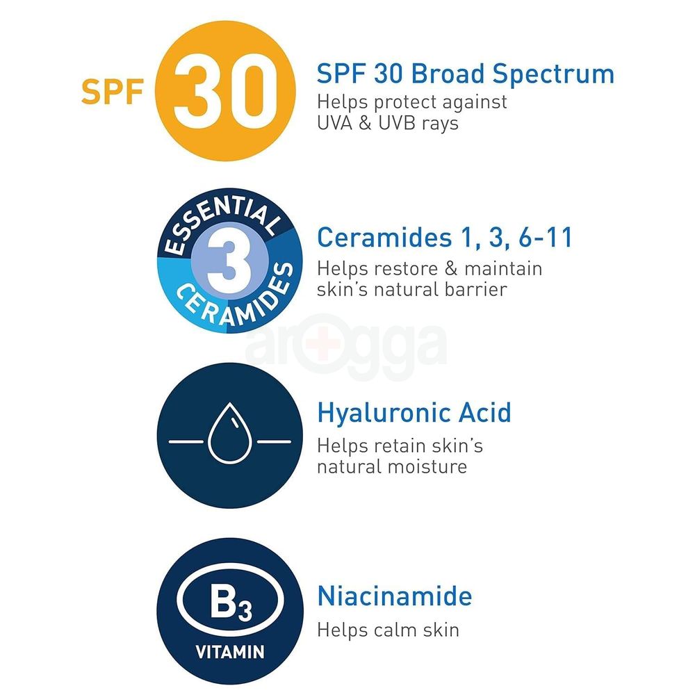 Cerave AM Facial Moisturising Lotion SPF 30 with Sunscreen for Normal to Dry Skin  