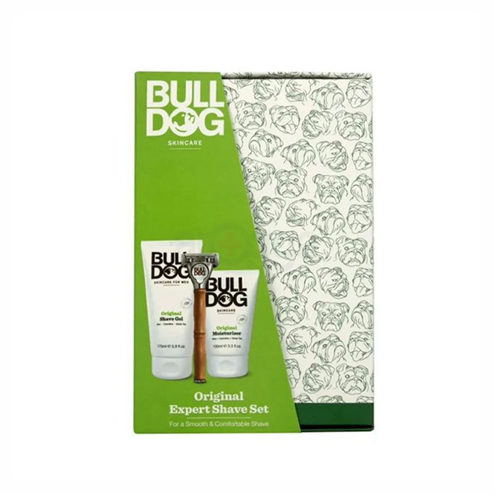 Bulldog Original Expert Shave Set for Men (Original Bamboo Razor, Original Shave Gel 175ml & Original Moisturiser 100ml  