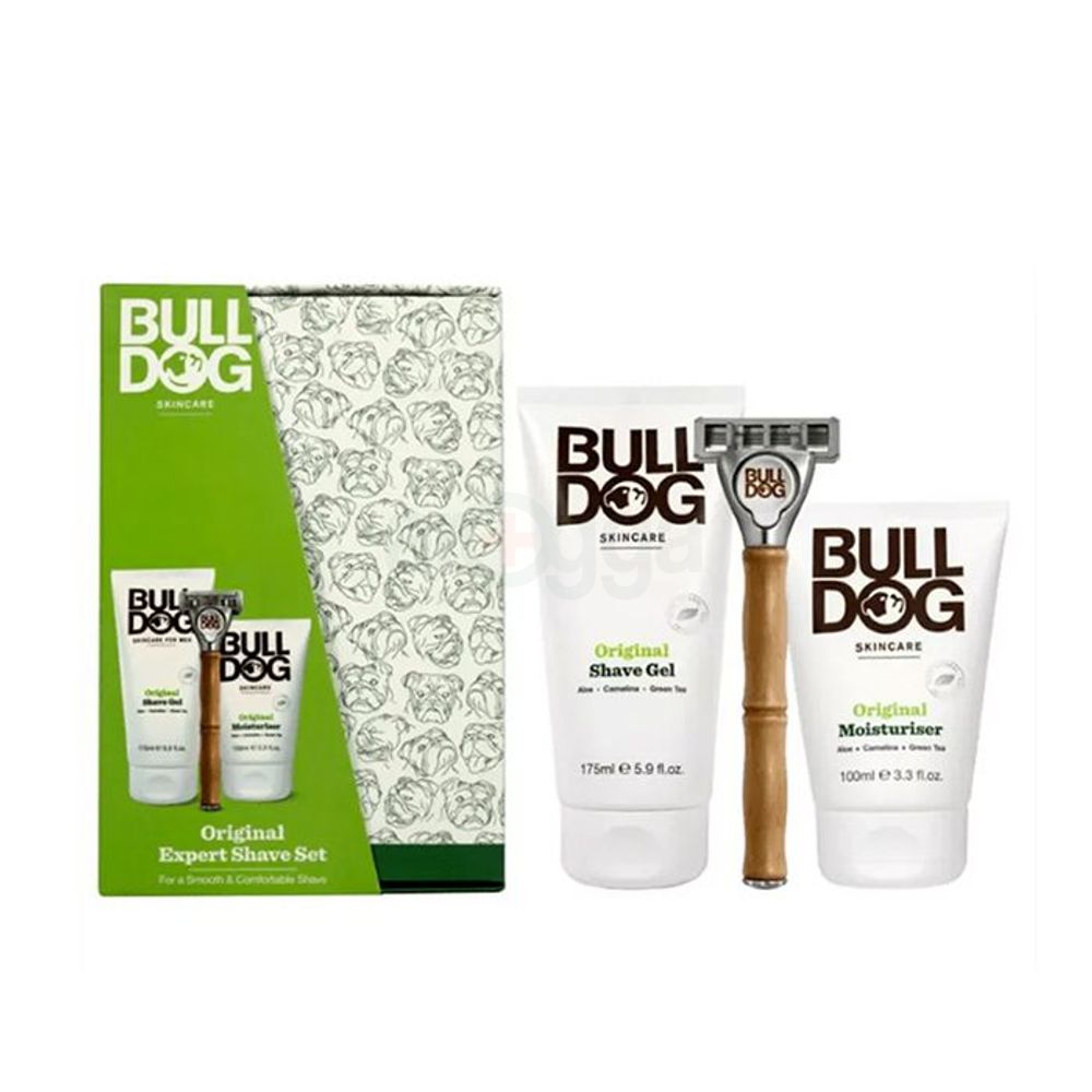 Bulldog Original Expert Shave Set for Men (Original Bamboo Razor, Original Shave Gel 175ml & Original Moisturiser 100ml  