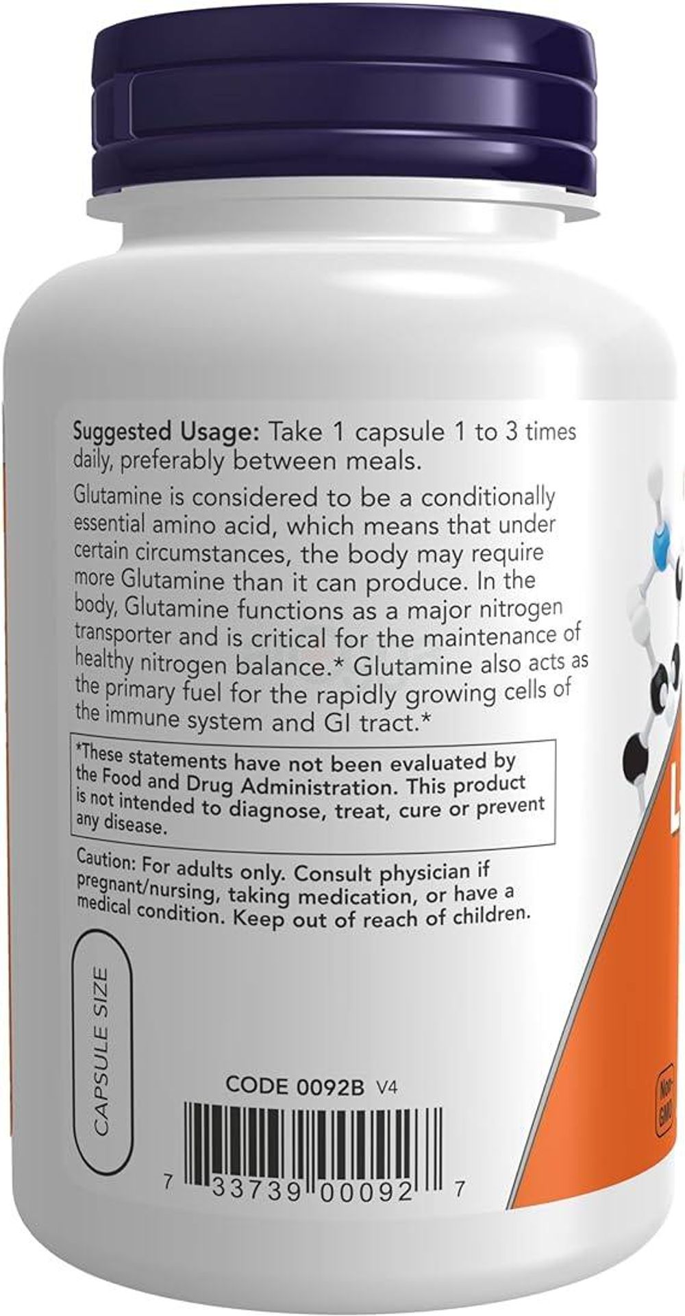NOW Foods L-Glutamine 500MG 120 Veg Capsules  