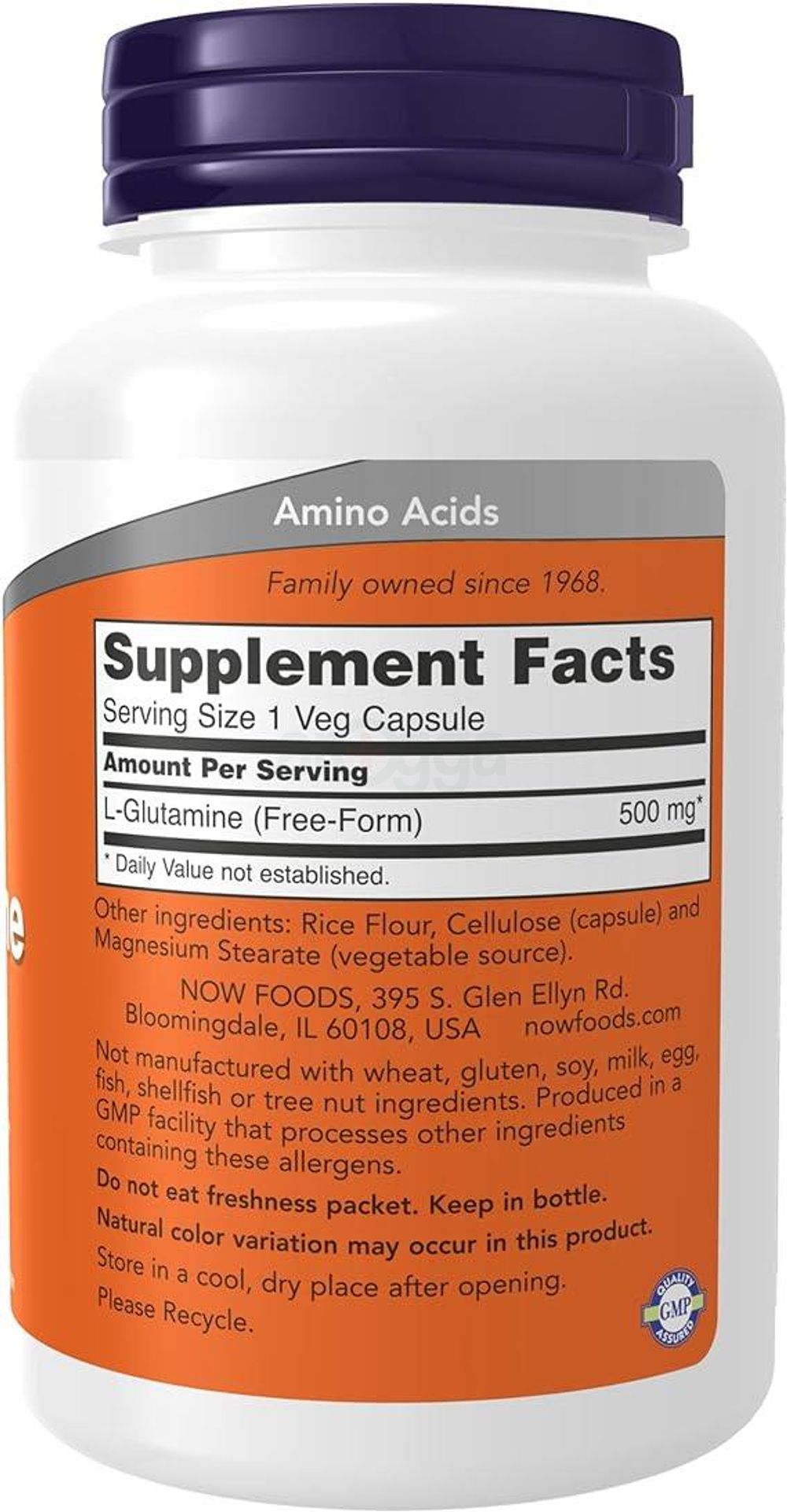 NOW Foods L-Glutamine 500MG 120 Veg Capsules  