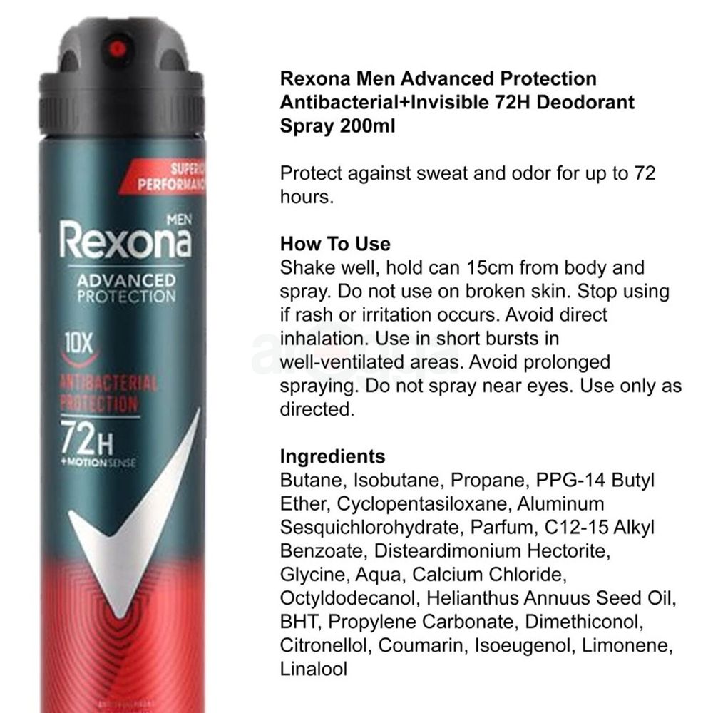 Rexona Men Advanced Protection 10x Antibacterial Protection 72H+Motionsense Anti-Perspirant Spray  
