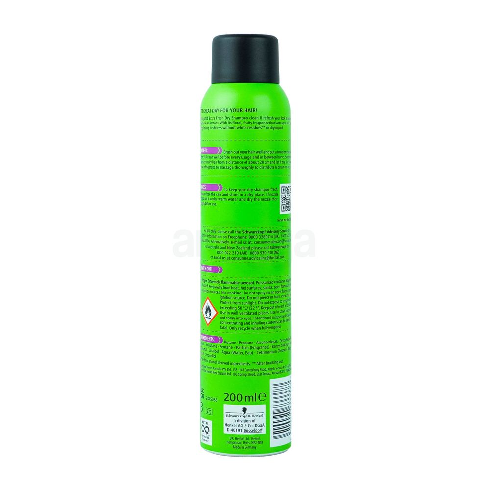 Schwarzkopf Got2b Instant FreshUp Extra Fresh Dry Shampoo for 48hr Fresh Fragrance ( Green)  