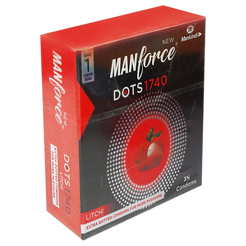 Manforce 1740 Dots Litchi Flavor Condom 3's Pack   