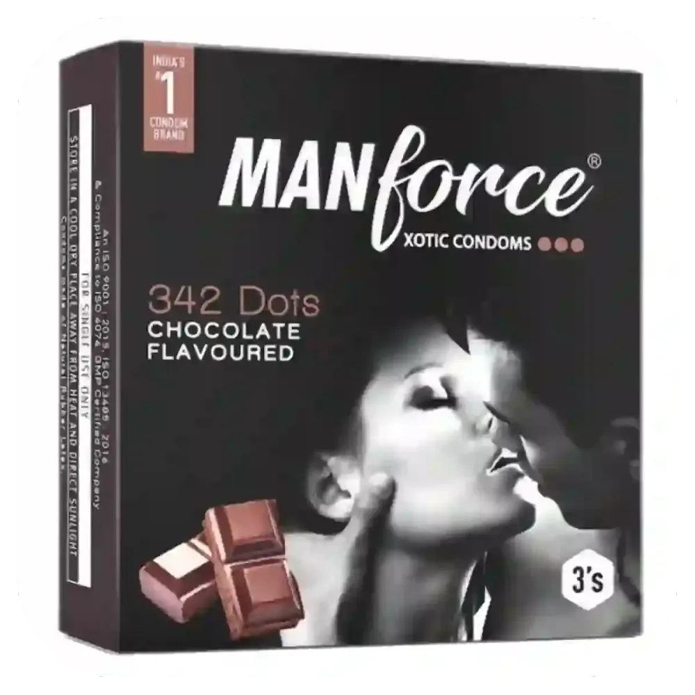 Manforce Xotic Chocolate Flavored 342 Dotted Condom - 3pcs Pack(India)  