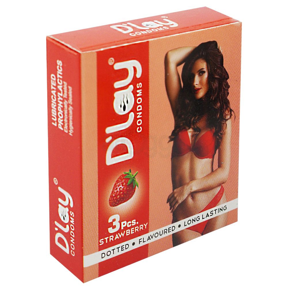D'Lay Long Lasting Dotted Strawberry Flavour 3s Pack  