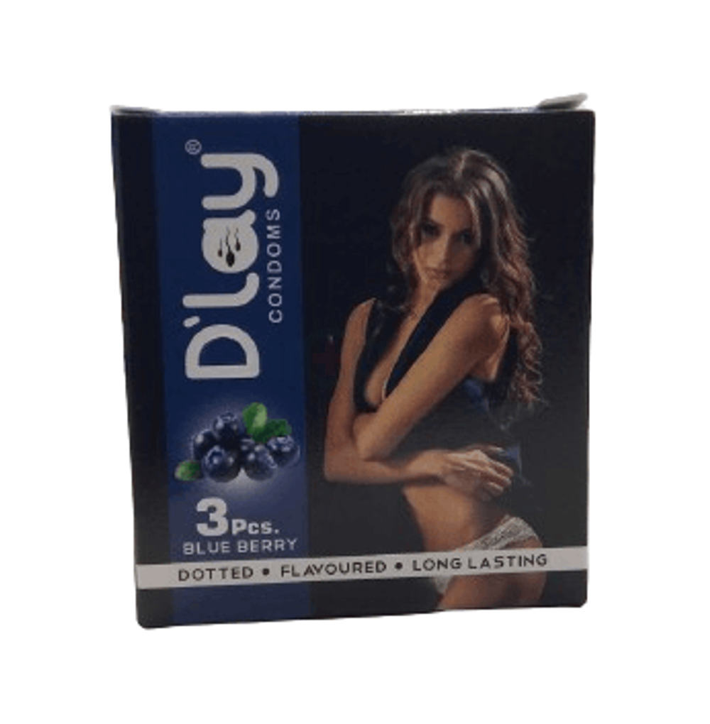 D'Lay Long Lasting Dotted Blue Berry Flavour 3s Pack  