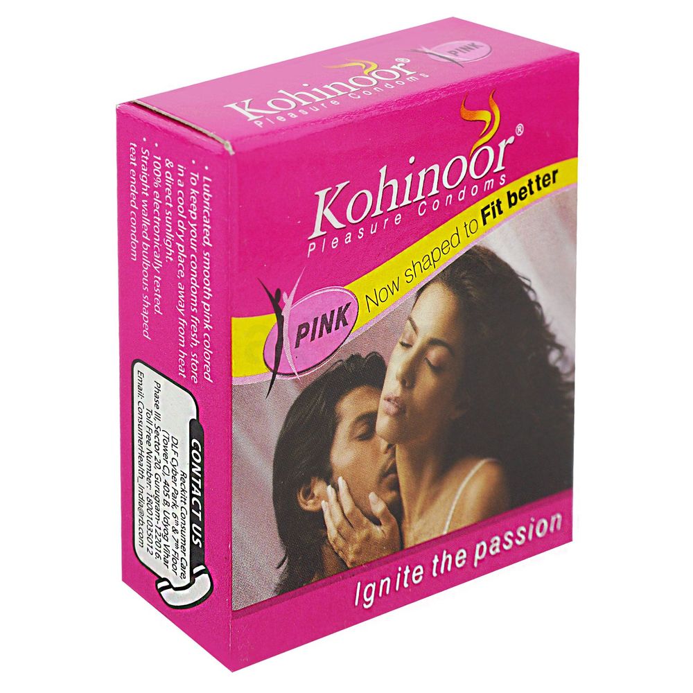 Kohinoor Pink Fit Better Condom 3's Pack - Arogga Online Pharmacy, image size:1000x1000
