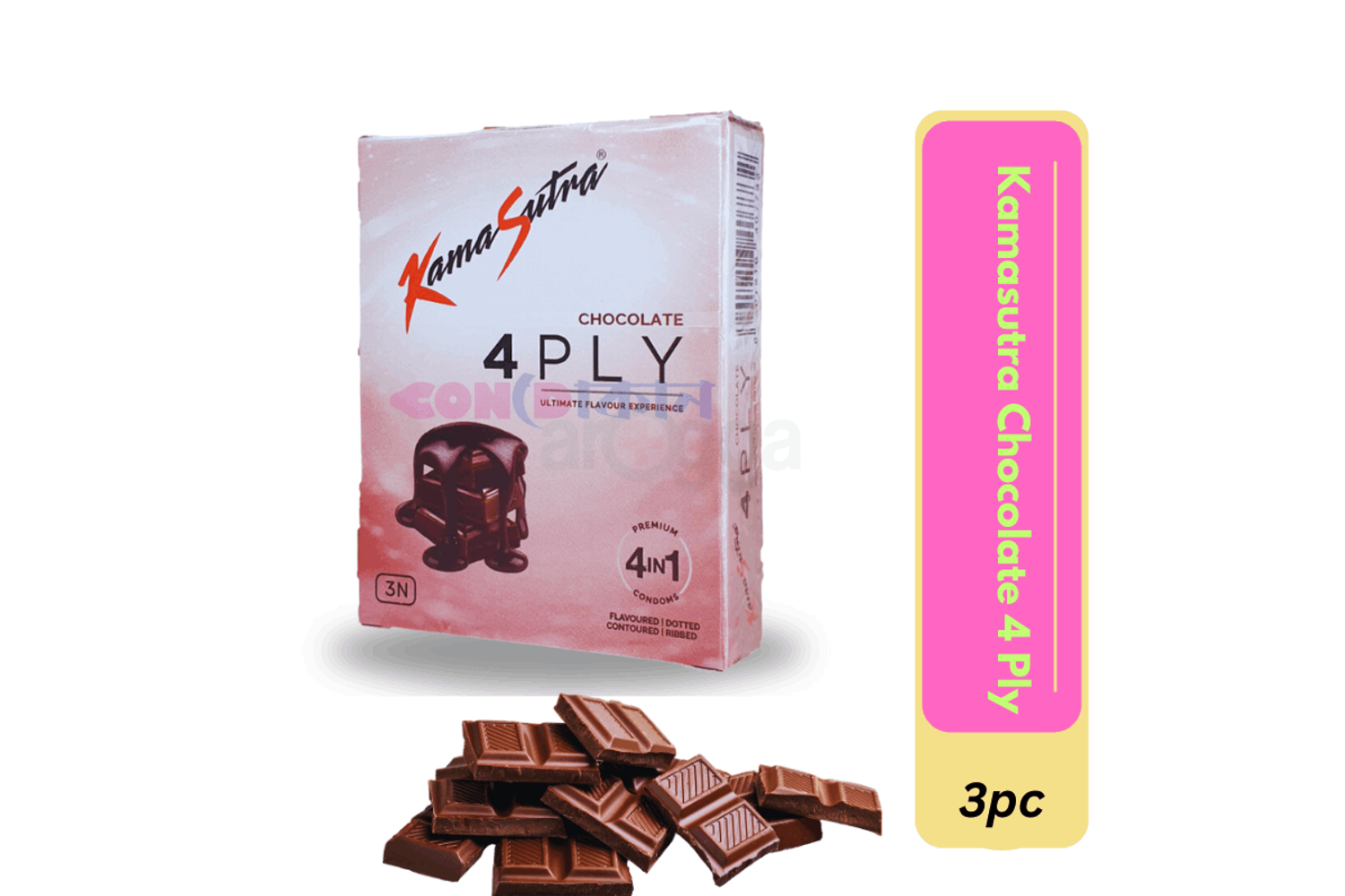 Kamasutra Chocolate 4 Ply Flavoured Dotted Condoms 3'S Pack
  