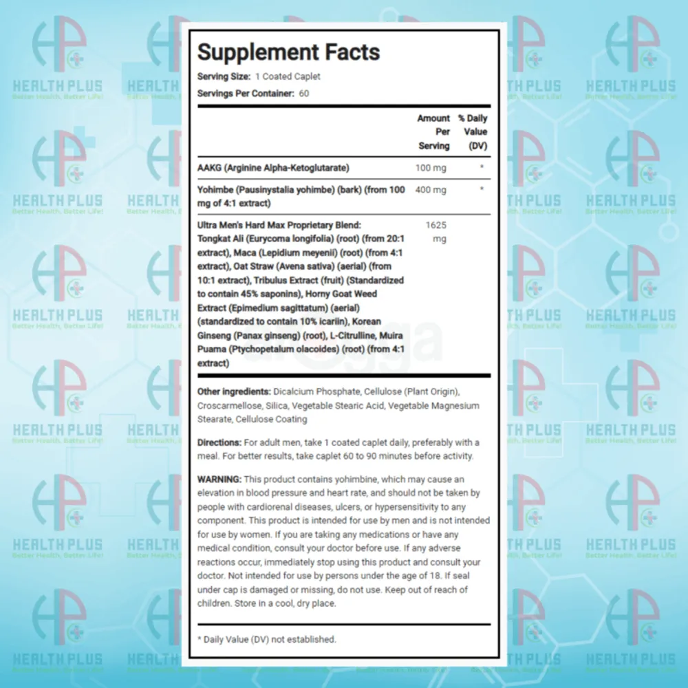 Piping Rock Ultra Men’s HARD MAX 60 Coated Caplets  