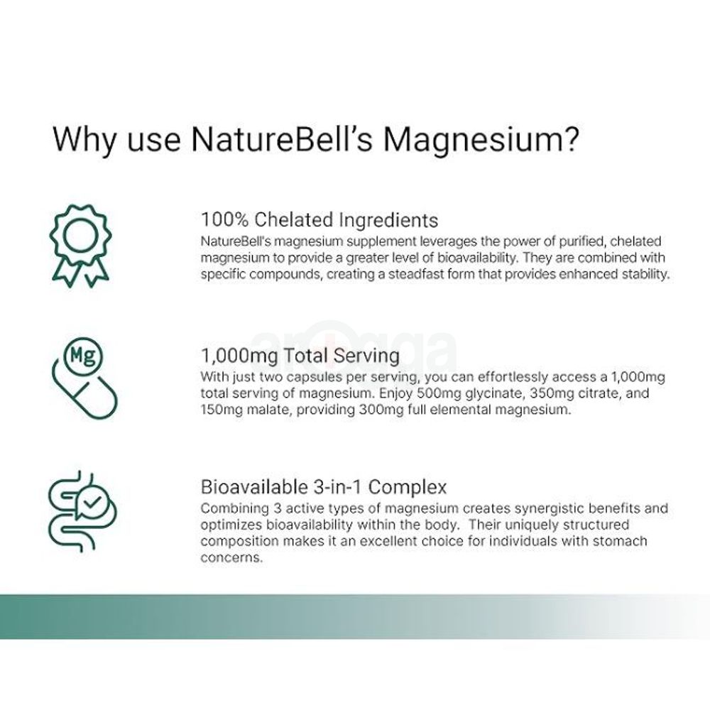 NatureBell Triple Complex Magnesium  (Glycinate + Citrate + Malate) 300mg 240 Capsules  