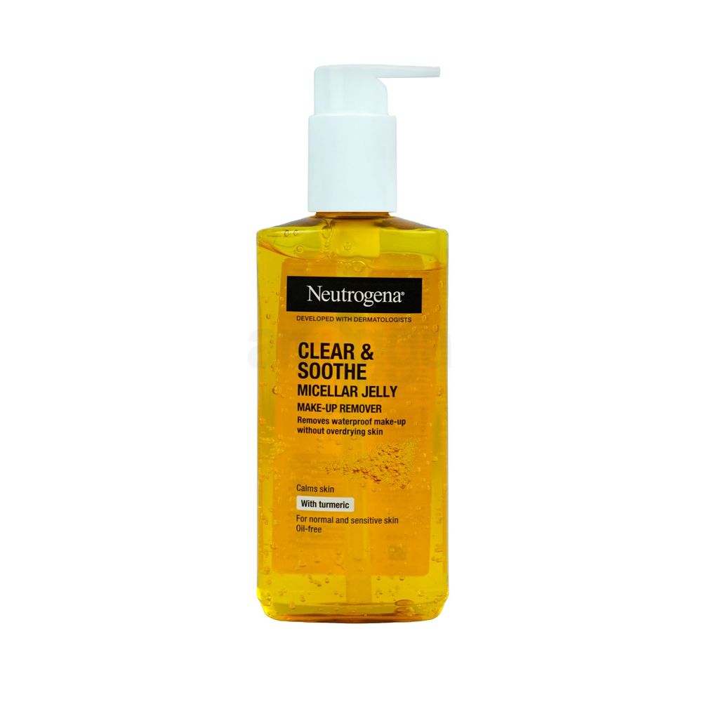 Neutrogena  Clear & Soothe Turmeric  Micellar Jelly Make-Up Remover Gel Wash for Normal & Sensitive Skin  