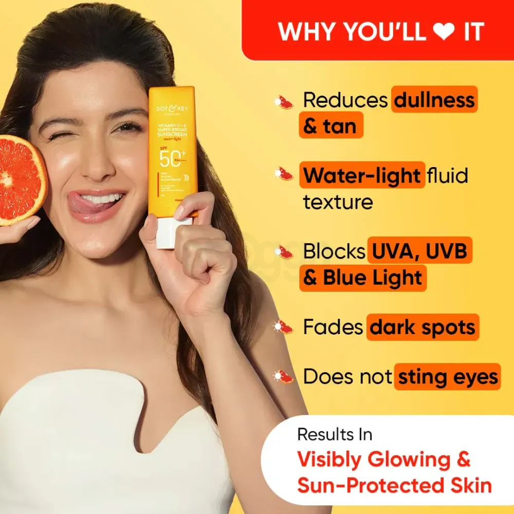 Dot and Key  Vitamin C+E Super Bright Sunscreen SPF 50+ PA ++++ 80g  