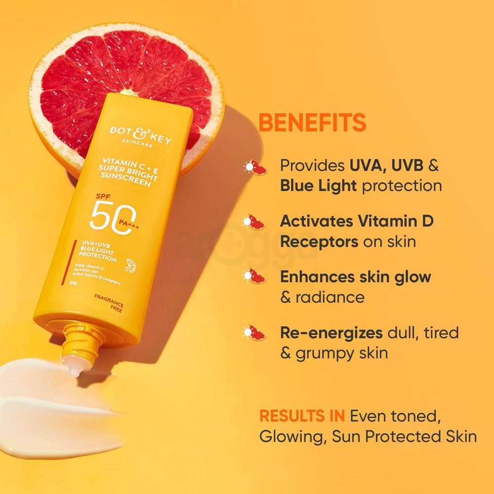 Dot and Key  Vitamin C+E Super Bright Sunscreen SPF 50+ PA ++++ 80g  