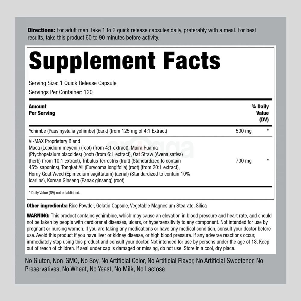 Vi-Max Male Formula “MEN ONLY” 120 Quick Release Capsules  