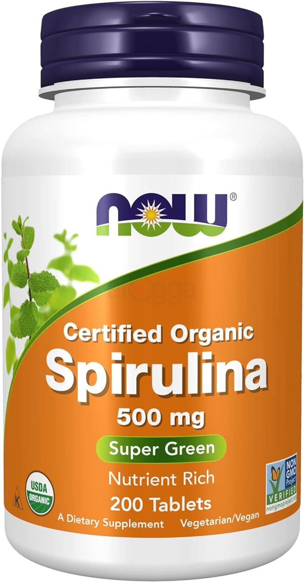 Now Certified Organic Spirulina (500 mg) – 200 tablets  