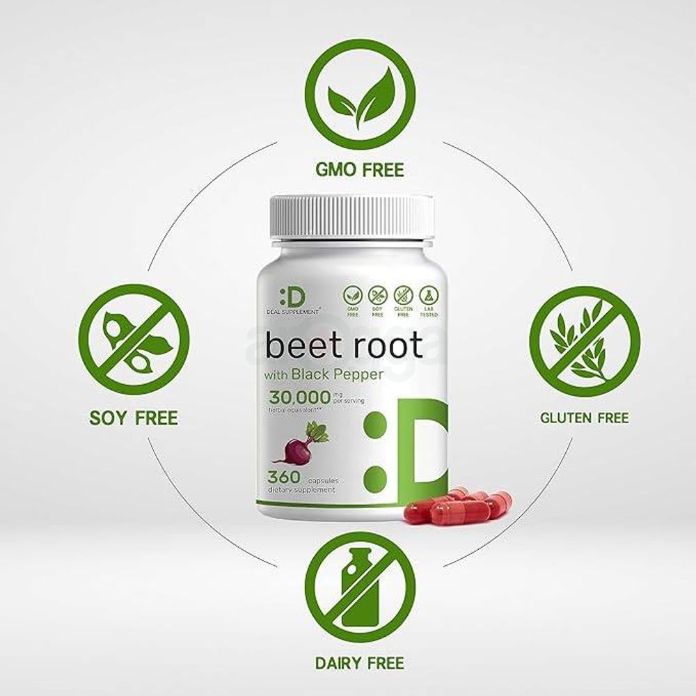 Beet Root Capsules 30000mg Per Serving, 360 Count, with Black Pepper Extract – Enhanced Absorption  
