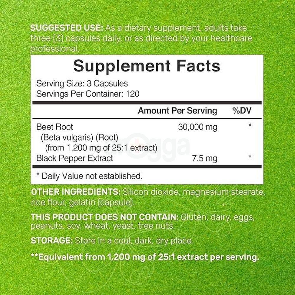 Beet Root Capsules 30000mg Per Serving, 360 Count, with Black Pepper Extract – Enhanced Absorption  