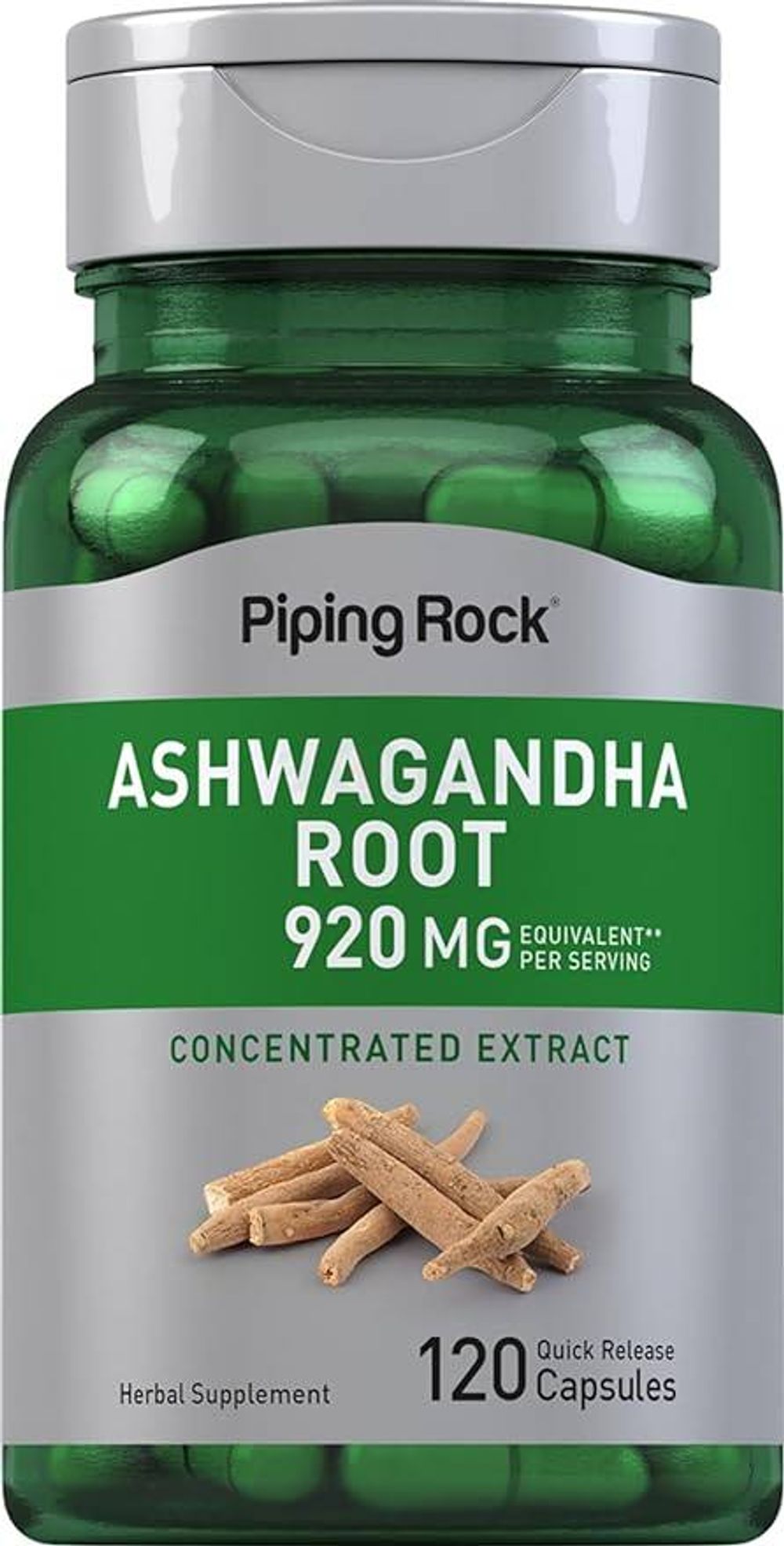 Piping Rock Ashwagandha Root Capsules | 920 mg | 120 Count  