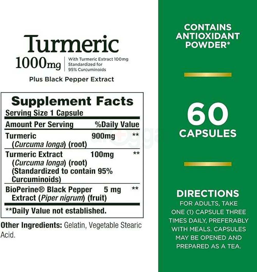 Nature's Bounty Turmeric 1000mg 60 Capsules  