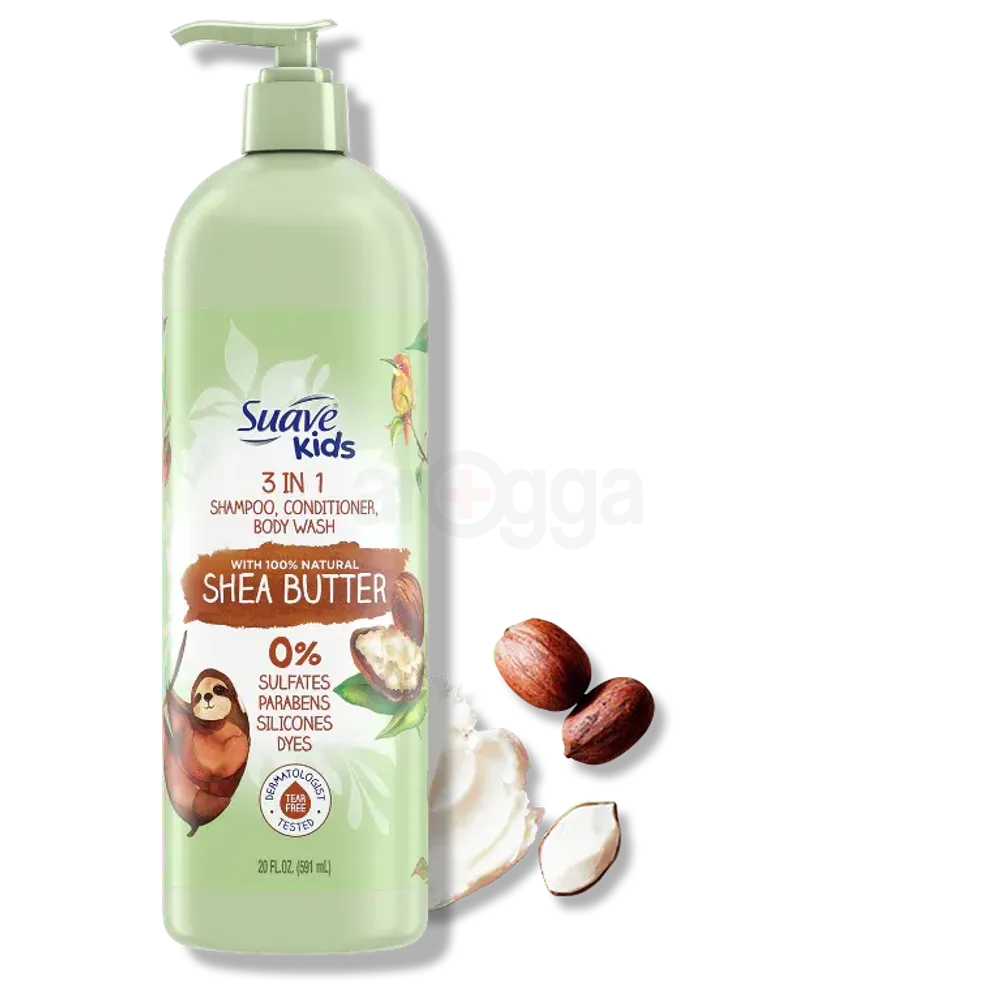Suave Kids 3 in 1 Shampoo Conditioner & Body Wash with 100% Natural Shea Butter  