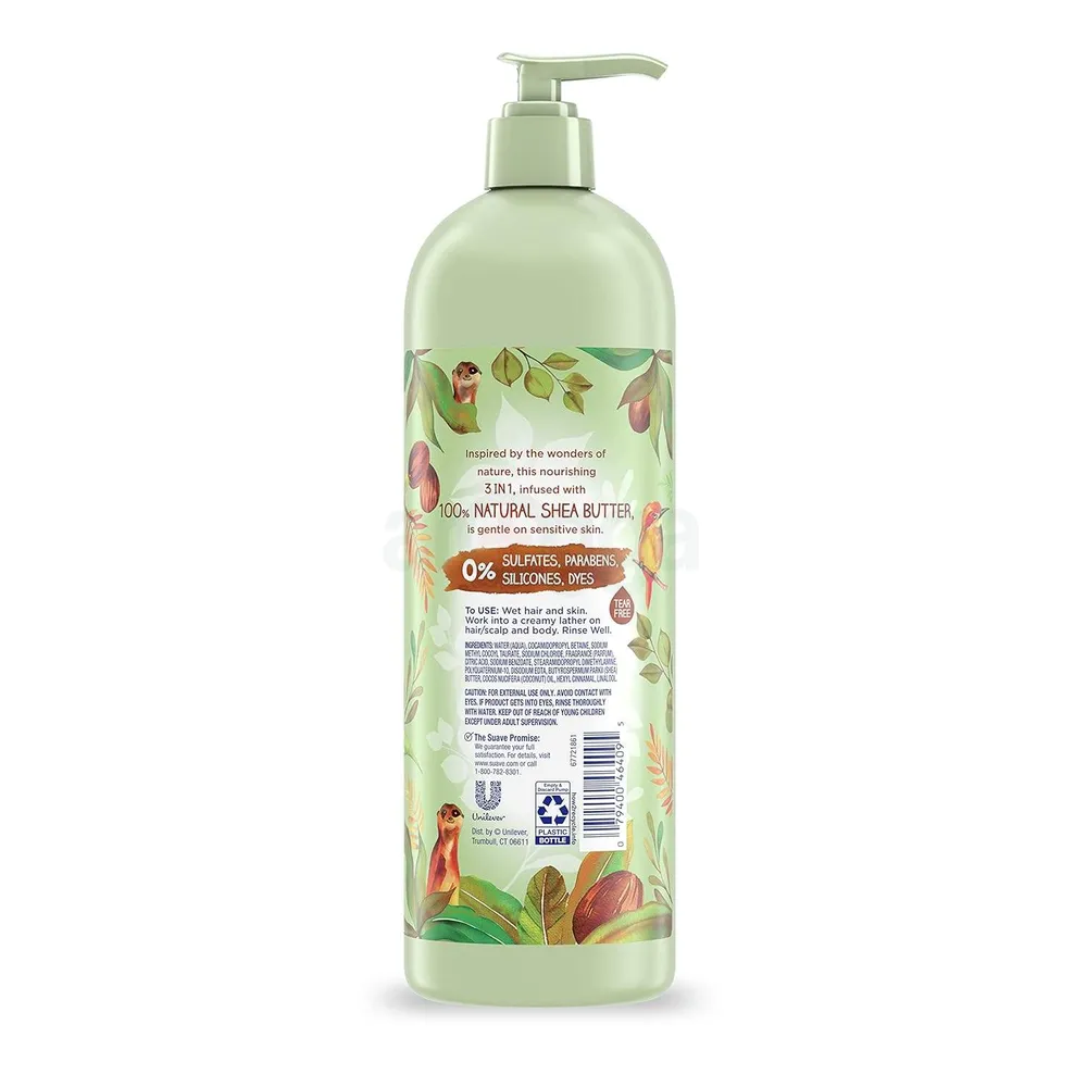 Suave Kids 3 in 1 Shampoo Conditioner & Body Wash with 100% Natural Shea Butter  