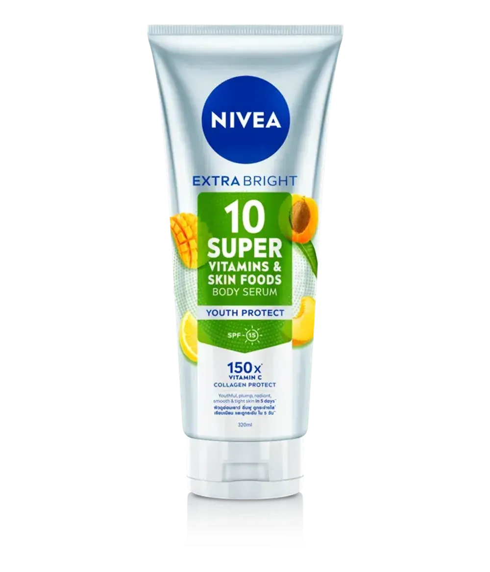Nivea Extra Bright 10 Super Vitamins & Skin Foods Youth Protect Body Serum with SPF 15  
