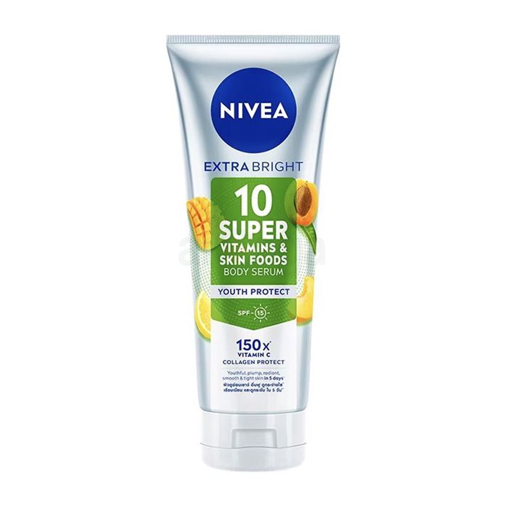 Nivea Extra Bright 10 Super Vitamins & Skin Foods Youth Protect Body Serum with SPF 15  
