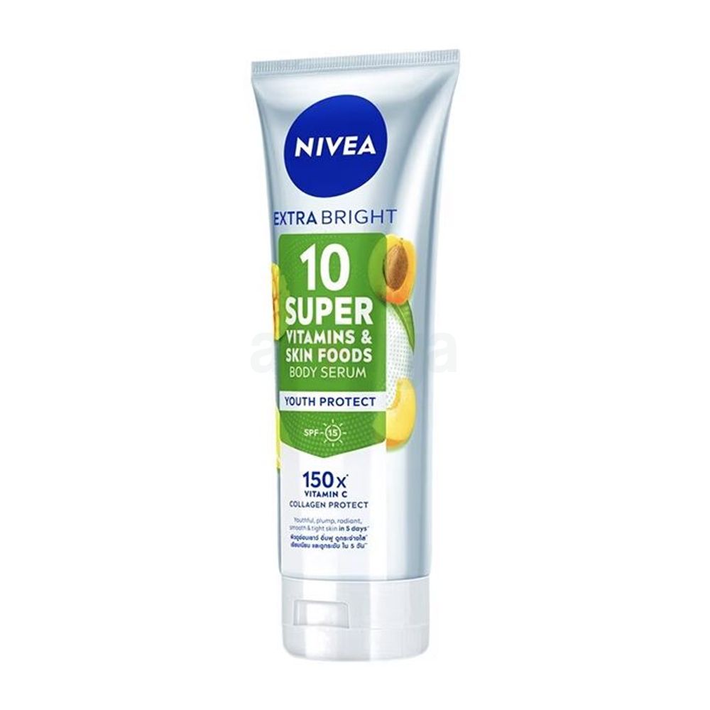 Nivea Extra Bright 10 Super Vitamins & Skin Foods Youth Protect Body Serum with SPF 15  