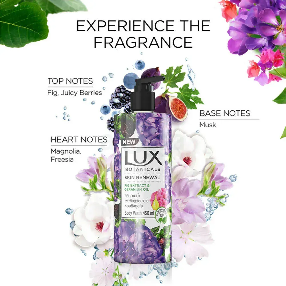 Lux Botanicals Skin Renewal Body Wash with Fig Extract & Geranium Oil 450ml  