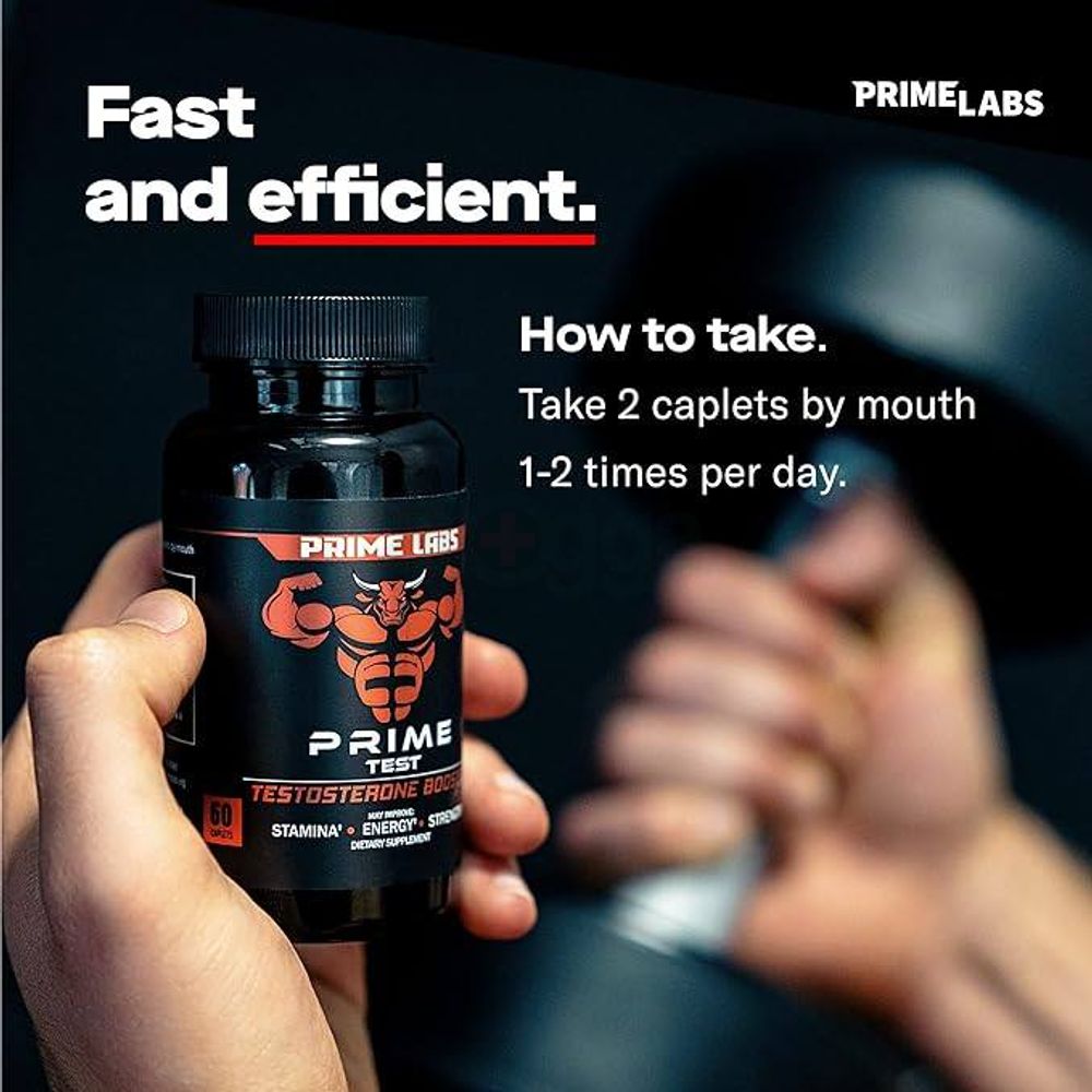 Prime Labs - Men's Testosterone Booster - Stamina, Endurance, & Strength Booster - 60 Caplets
  