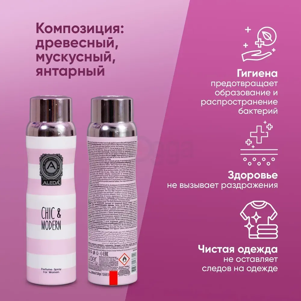 Aleda Chic & Modern Deodorant Spray for Women  