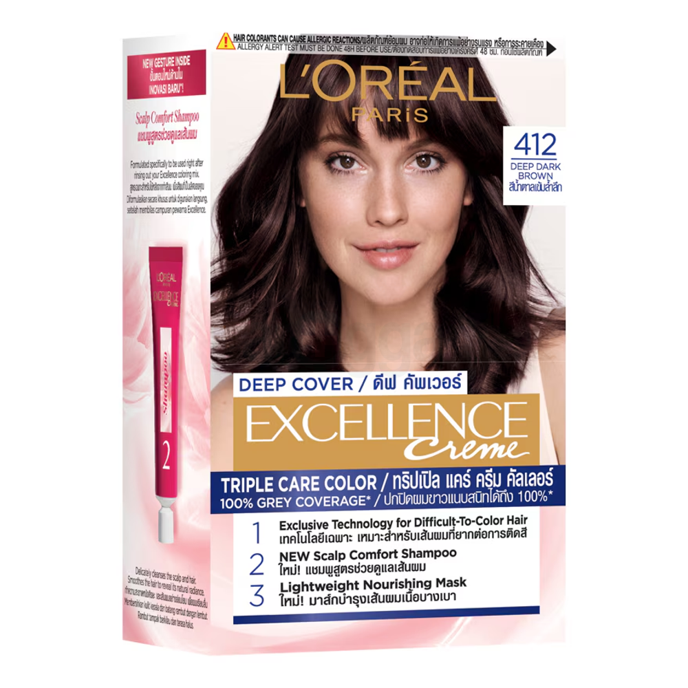 Loreal Paris Excellence Creme Hair Color 412 Deep Dark Brown  
