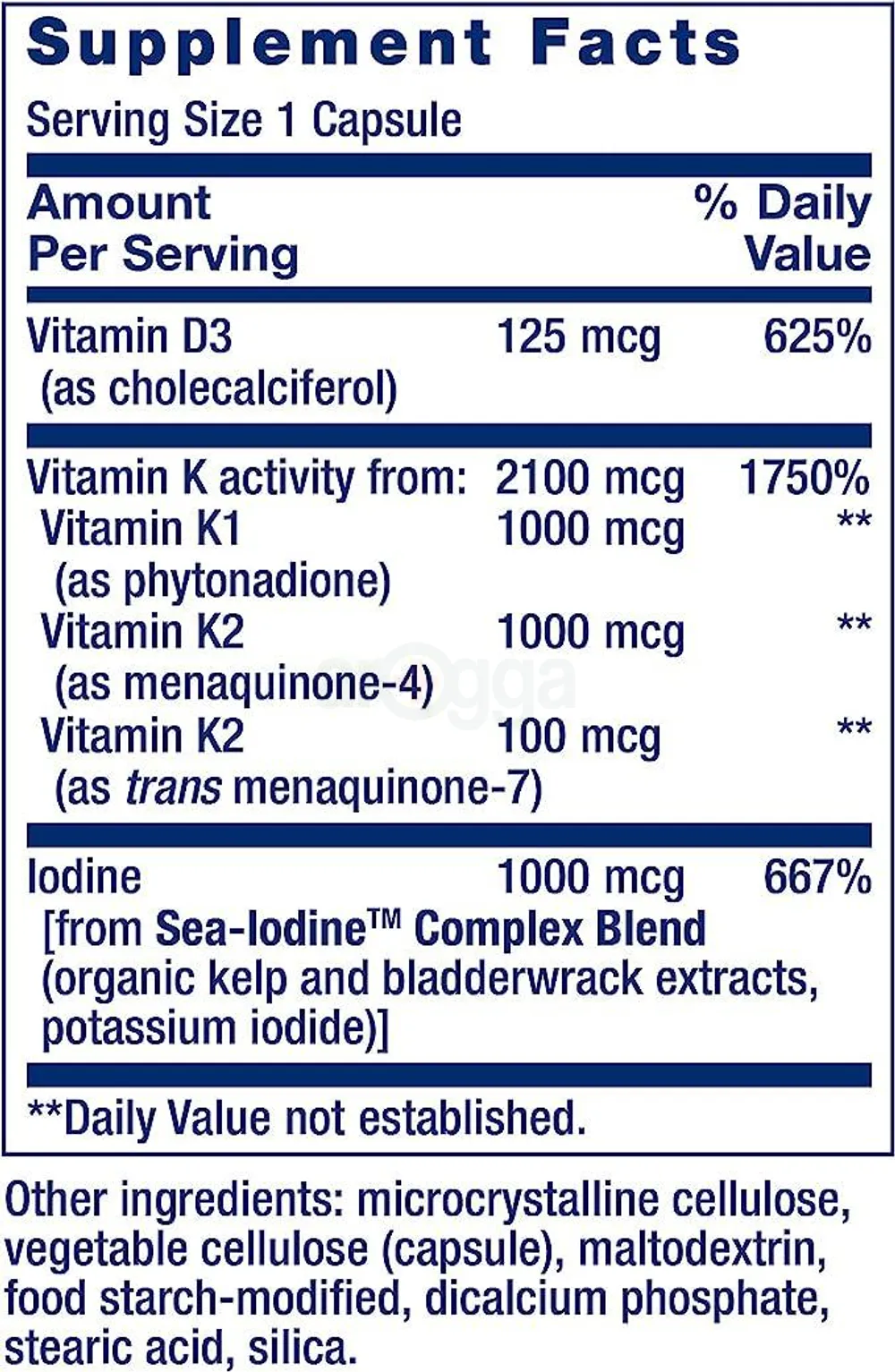 Life Extension Vitamins D and K with Sea-Iodine – 60 Capsules –   