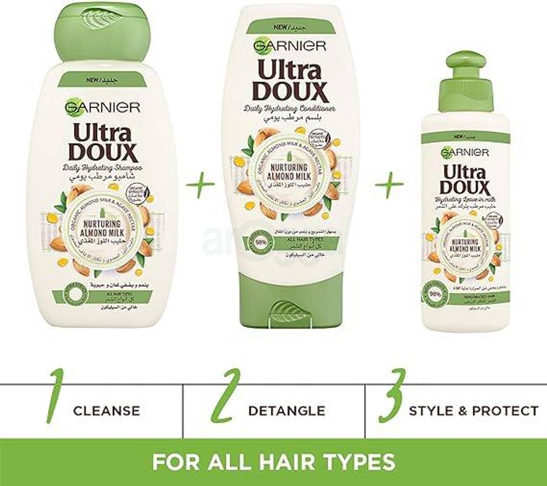Garnier Ultra Doux Nurturing Almond Milk Daily Hydrating Shampoo for All Hair Types 400ml  