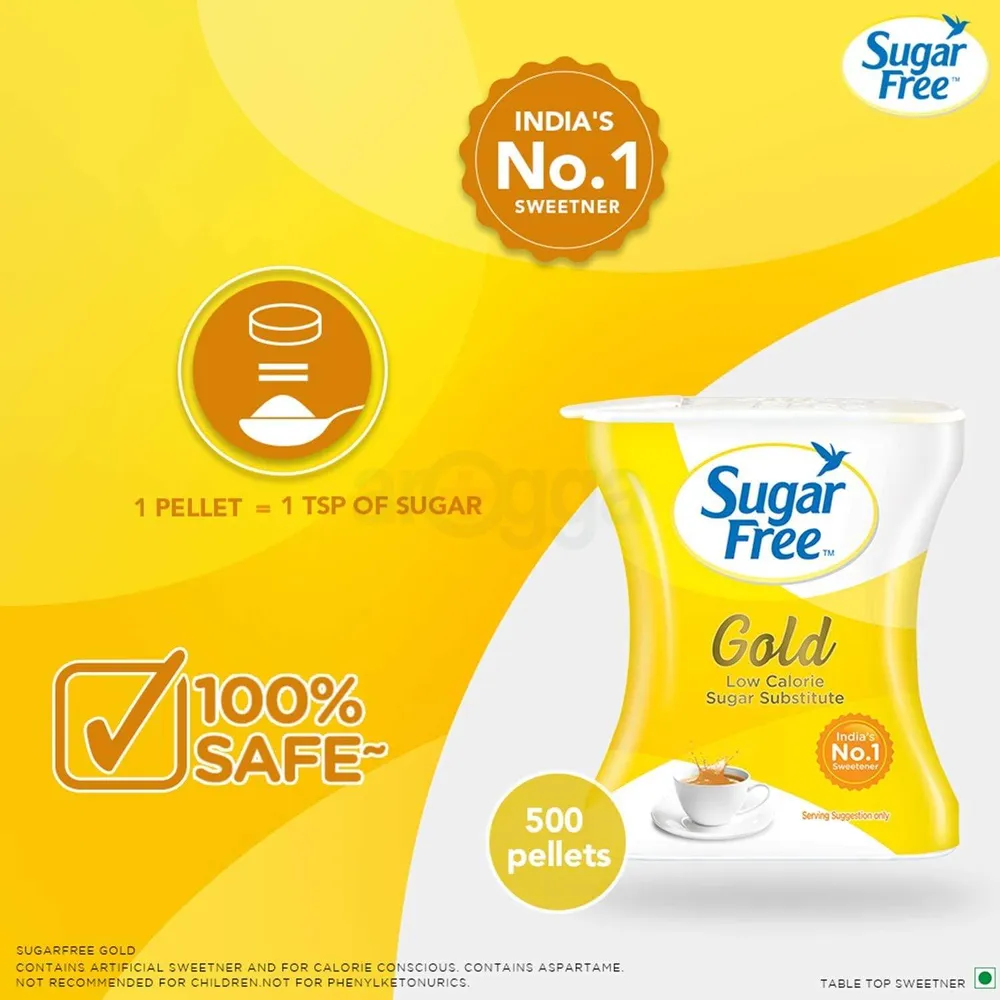 Sugar Free Gold is Equal to Zero Calories Sweetener Low Calorie Sugar Substitute 500 Pellets  