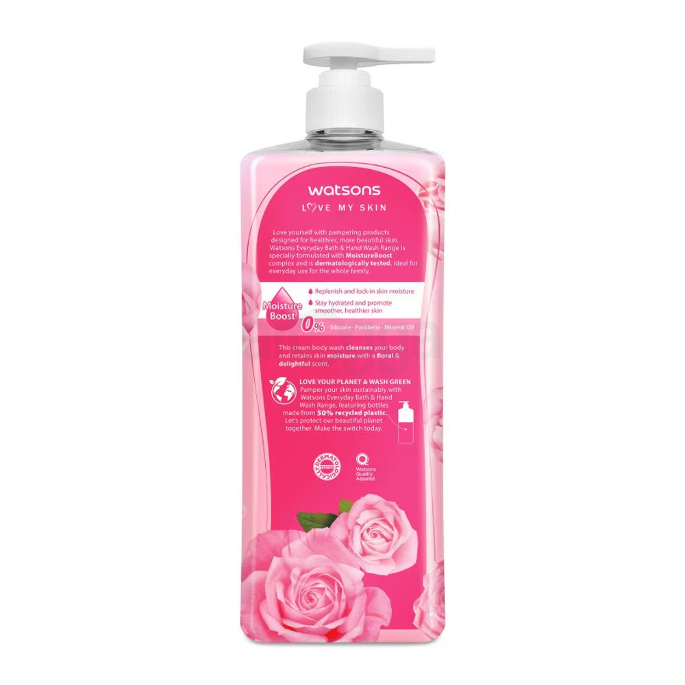 Watsons Love My Skin Rose Scented Cream Body Wash for Softening & Moisturising  