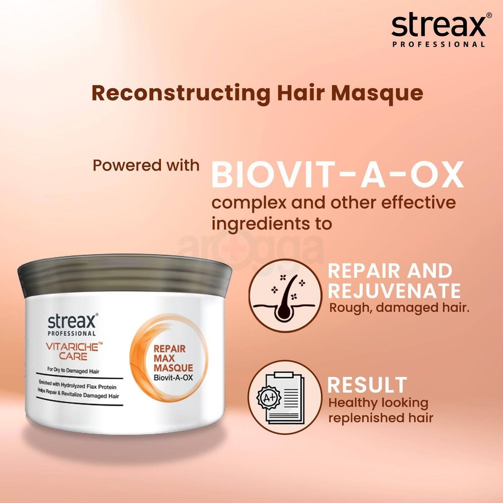 Streax Professional Vitariche Care Repair Max  Hair Masque for Dry to Damage Hair 200g  