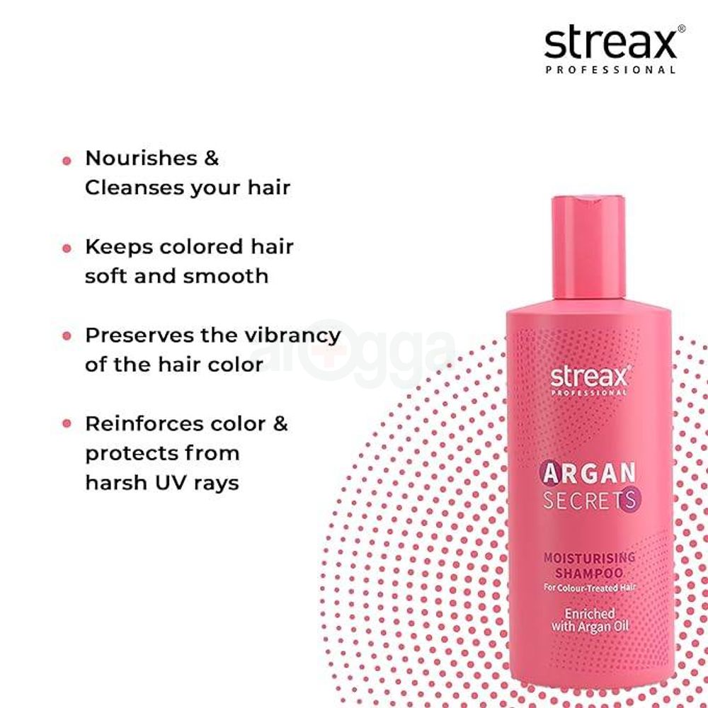 Streax Professional Argan Secrets Moisturising Shampoo for Color Treated Hair Enriched with Argan Oil 300ml  