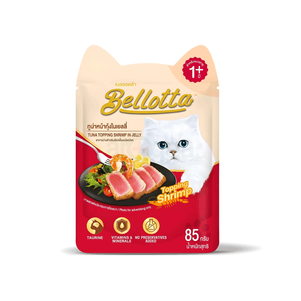 Bellotta Adult Pouch Tuna Topping Shrimp in Jelly 85gm  
