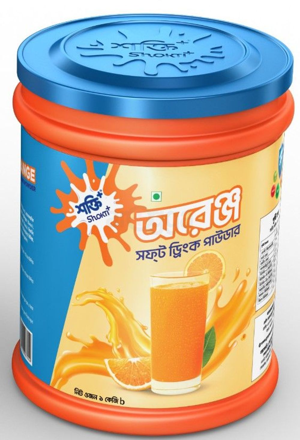 Shokti+ Orange Soft Drink Powder-Plastic Jar  