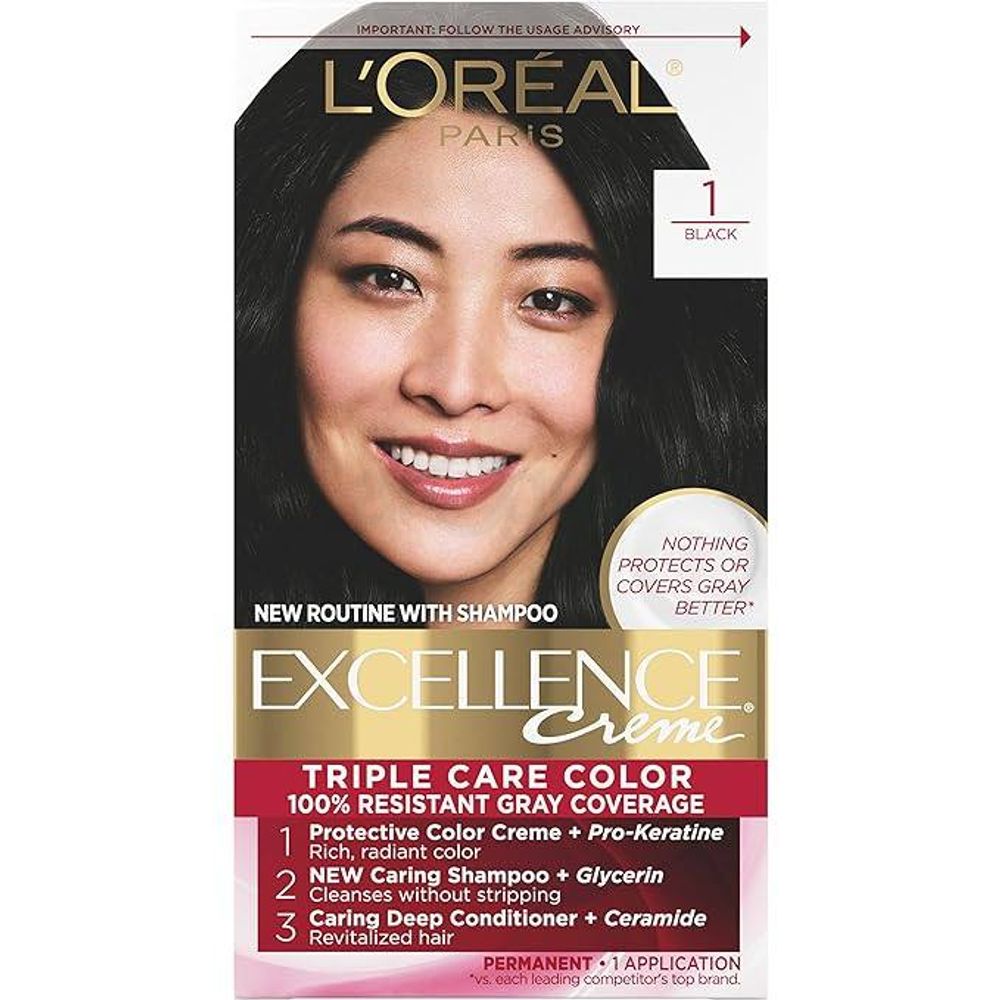 Loreal Paris Excellence Creme Hair Color 1 Black (Made in Mexico)  