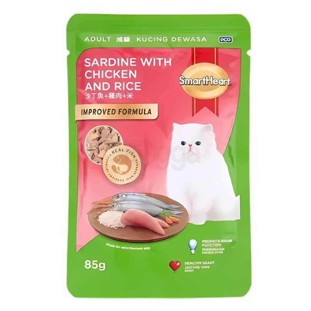 SmartHeart Cat Pouch Adult Sardine with Chicken & Rice 85g  