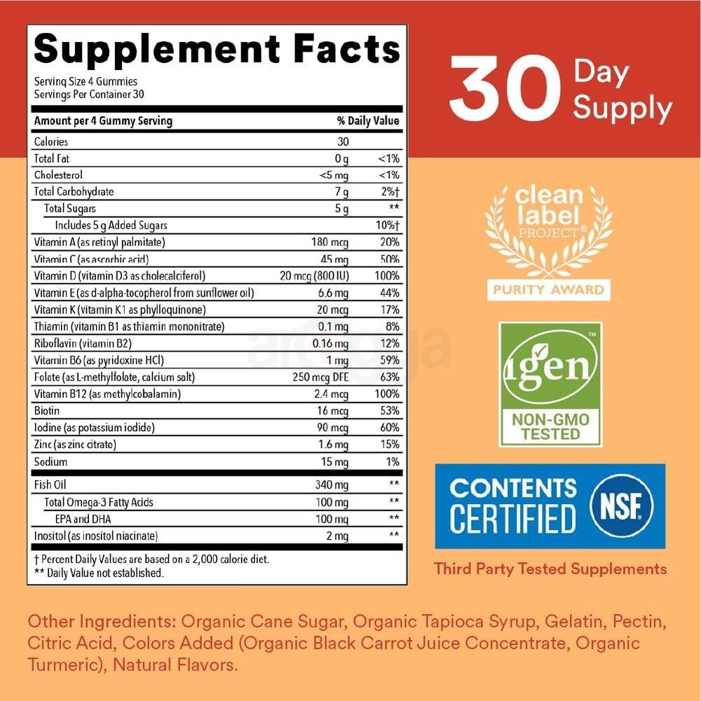 Smarty Pants Kids Formula Multivitamin Omega 3 Fish Oil Vitamin D3  